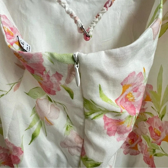 New Sophie Rue Pink Floral Scrunchy Open Back Mini Dress Spaghetti Strap Size S - Picture 11 of 16